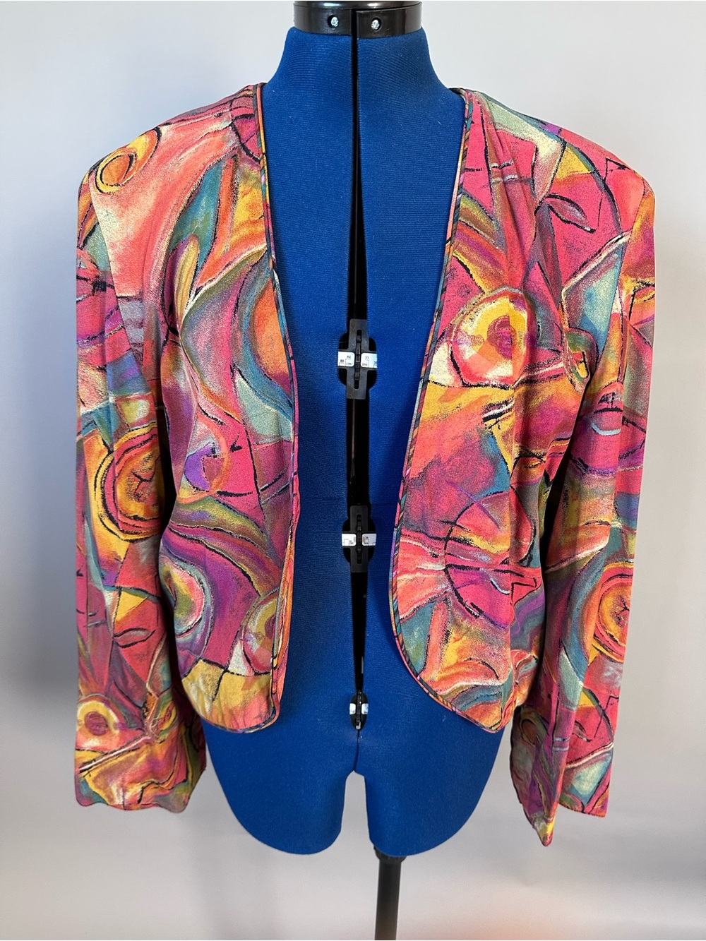 Vintage 90’s Multicolor Abstract Floral Open-Front Blazer